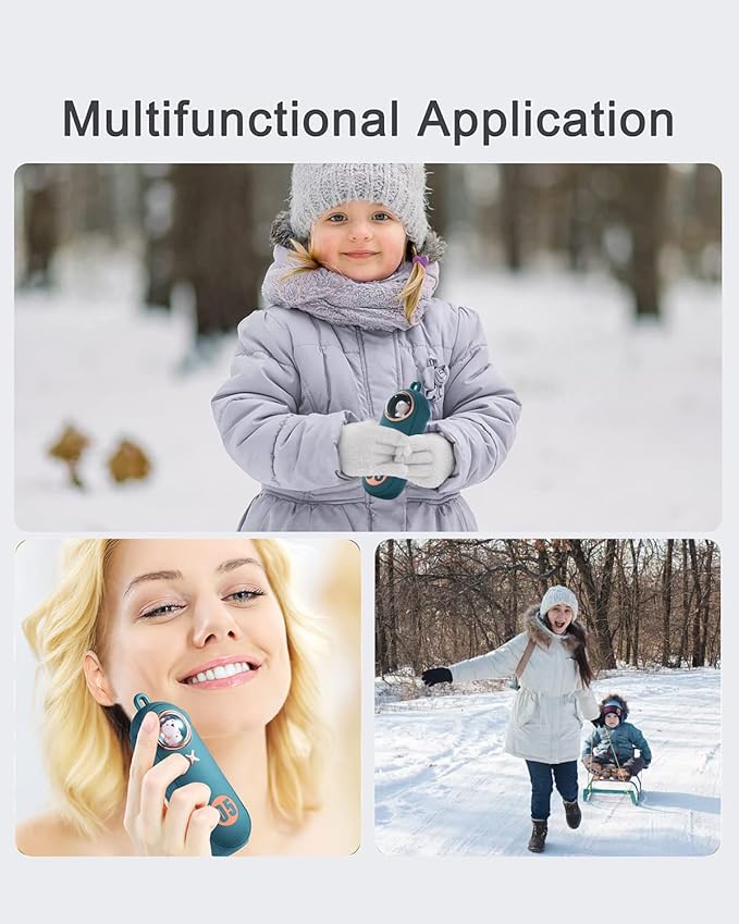 Portable Hand Warmer Electric Fast Warming Up Power Bank, 10000mAh Rechargeable Hand Warming 4 Heat Levels Double-Sided Heating, Cute Pocket USB Handwarmer for Outdoors Hunting Camping