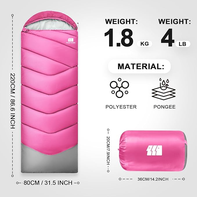 Sleeping Bags for Adults Cold Weather & Warm,Backpacking Camping Sleeping Bag for Tall Girls Boys,Lightweight,Compact,Waterproof Camping Gear for Traveling,Hiking,Hotel,Outdoor & Indoor
