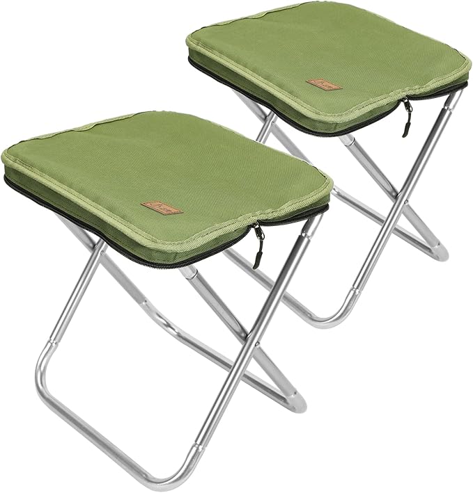 Camping Stool,Portable Foldable Stool aldult Collapsible Chairs Fishing Stool for Outdoor Hiking 300 LBS Load Green 2-Piece Set