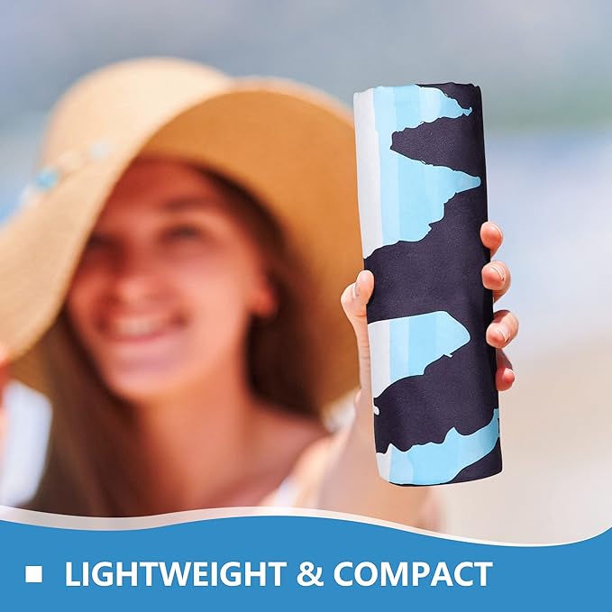 WELTRXE Microfiber Beach Towel Fast Drying, Large 63" x 31.5" Sand Free Beach Towel Adults Kids Oversized Thin Compact Lightweight Pool Towels for Swim, Travel, Camping, Picnic, Yoga, Gym, Sports