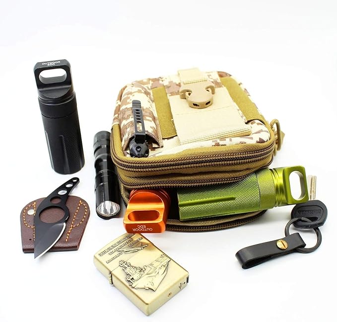 Ccanku C20 EDC Waterproof Case Military Level Survival Pill Match Case Box Container CNC Metal Seal Bottle Camping Essentials Tool, Survival Storage Container (Black Orange Green)