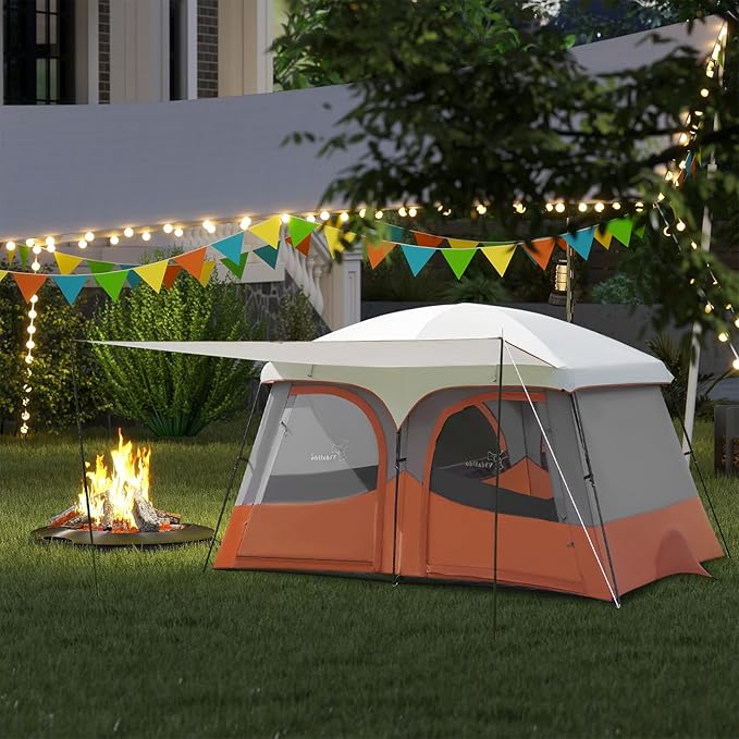 Vidalido Tents,3-4 Person Camping Tent with Extended Vestibule,Weather Resistant Family Tents with Breathable Mesh Windows,Easy Install Waterproof Outdoor Tent for Backpacking and Camping Hiking
