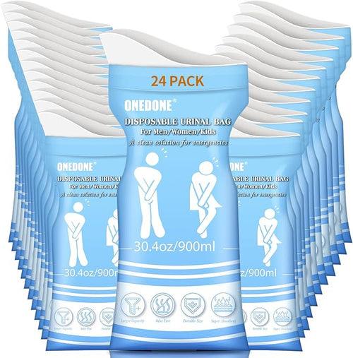 ONEDONE Disposable Urine Bags 6/8/12/24 30.4 OZ Pee Bags for Travel for Men Women Kids Emergency Urine Bags Portable Unisex Urinal Bags Vomit Bags for Traffic Jams Camping Hiking