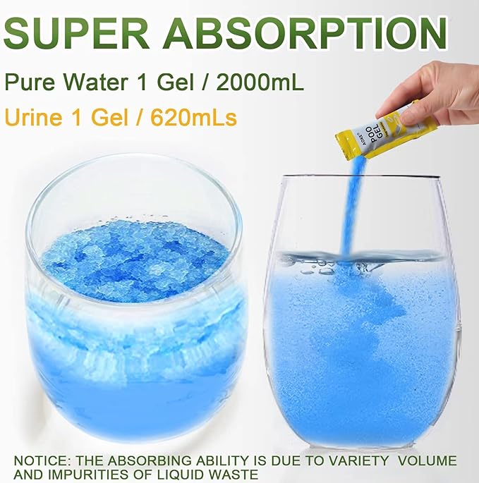AOKE Portable Toilet Powder, 100 Pack Poo Gel for Camping Eco Absorbent Gel Liquid Waste Gelling and Deodorizing Powder, Emergency Toilet Waste Treatment for Outdoor Camping Hiking