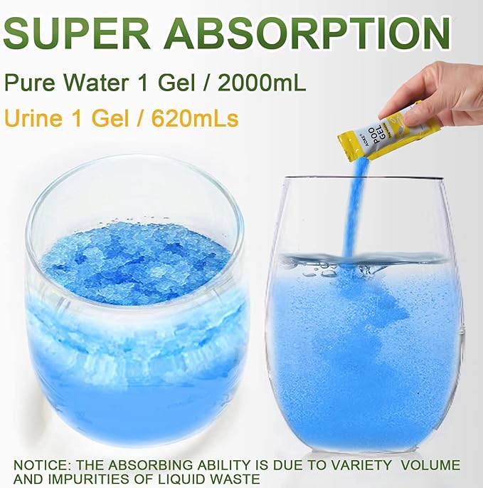 AOKE Portable Toilet Absorbent Gel Powder - 25 Pack Poo Deodorizing Treatment for Outdoor Camping and Hiking