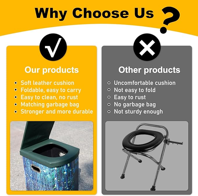 Portable Toilet with Pop Up Privacy Tent,XL Large Portable Toilet for Adults, Outdoor Camping Shower Tents Changing Room Emergency Folding Toilet Tent Kit with Carry Bag for Camping/Hinking…