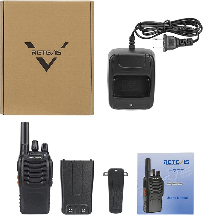 Retevis H-777 Walkie Talkie Rechargeable Long Range,Portable Two-Way Radio, Flashlight, Emergency Alarm, Hands Free(1 Pack)