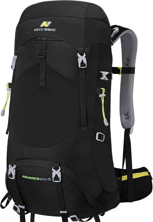 N NEVO RHINO Internal Frame Hiking Backpack 50/60/65/70/80L, Mountain Climbing Camping Backpack Daypack Waterproof Rain Cover