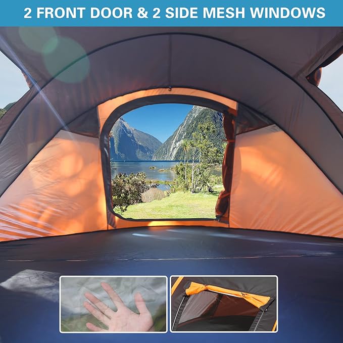 EchoSmile Instant Pop Up Camping Tent, 2/4/6 Person, Easy Setup Tent, Water Resistant Dome, Portable with Carry Bag