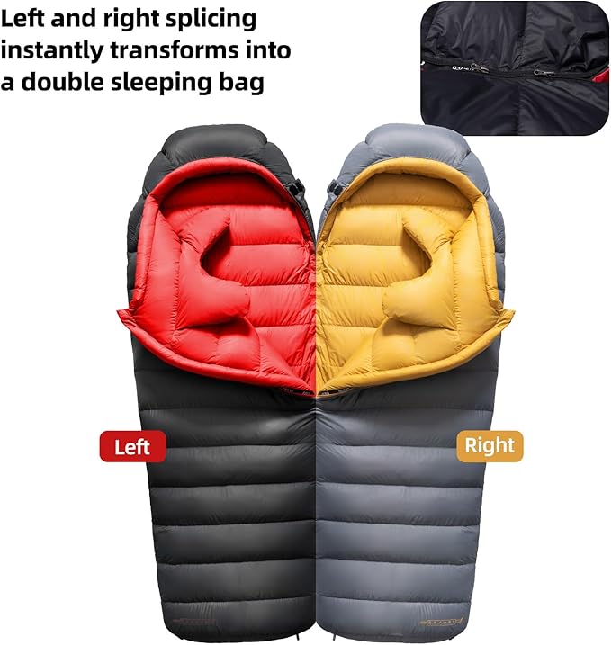 Down Sleeping Bag for Adults 620 Fill Power 0 Degree Sleeping Bag Cold Weather Ultralight with Pouch for Backpacking, Camping, Hiking