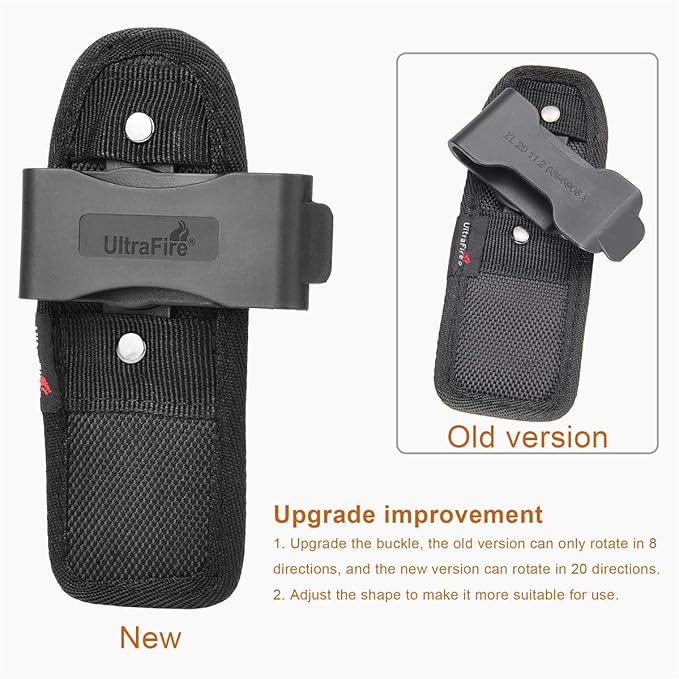 ULTRAFIRE LED Flashlight with Holster,WF-506B Single Mode EDC Handheld Tactical Flashlight,Super Bright 1000 Lumen Duty Flashlight with Belt Holster