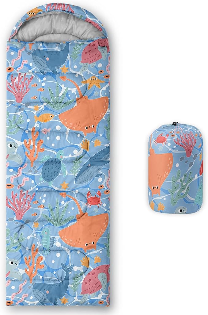 Kids Sleeping Bag for Boys Girls,Western Cowboy Print-Lightweight Warm Portable Outdoor Indoor-Waterproof Cold Weather Resistant Sleeping Bag for Camping Hiking