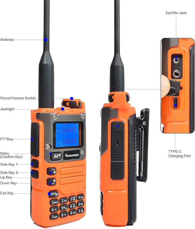 Quansheng UV-K5(8) Multifunction UHF/VHF 5W Handheld Two Way Radio, AM/FM/DTMF NOAA Weather Alarm Ham Radio for Hiking Camping Trip, Chirp Compatible, Support Firmware Updates, Emergency Alarm
