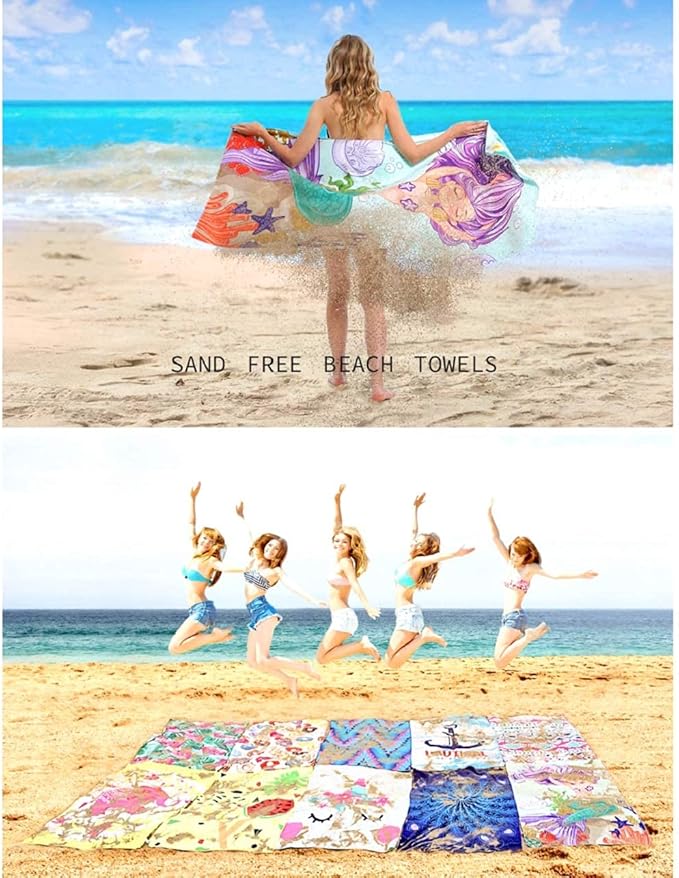 HAOKUN Beach Towel Mircrofiber Sand Free Pool Beach Towels-Super Absorbent Thin Lighweigh Novelty Cactus Beach Towel for Kids Girls Women Men Adults
