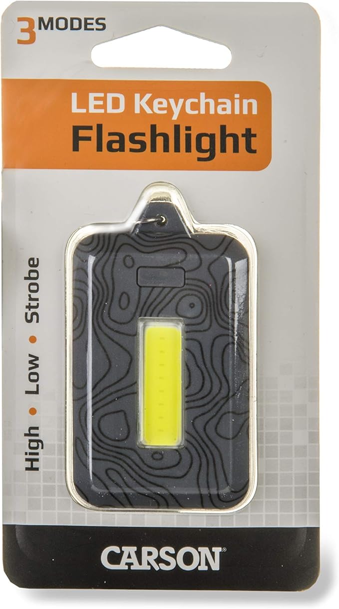 Carson COB LED Keychain Flashlight with Stainless Steel Keyring