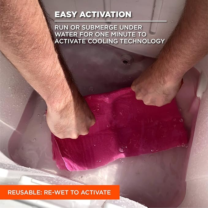 Ergodyne Chill Its 6602 Cooling Towel, Long Lasting Cooling Relief, Pink