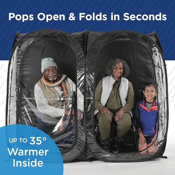 WeatherPod® The Original Shark Tank Side-by-Side™ 2-4 Person Pop-Up Pod - Stay Warm, Dry, and Out of The Sun - Weather Pod for Sports, Rain, or Wind - Simple to Set Up and Tear Down