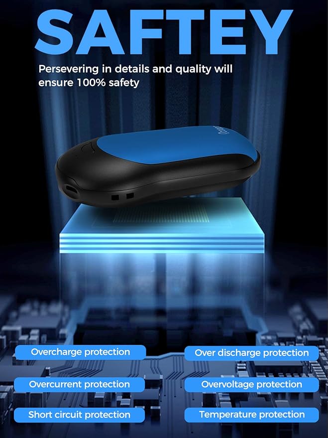 OCOOPA Rechargeable Hand Warmer 10000mAh,Portable Electric Hand Heater,Up to 15 Hours,USB Battery Operated Handwarmer for Camping,Hiking,Hunting,Golf,Warm Tech Gifts,Halo H01