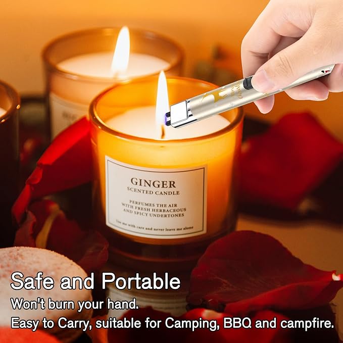 REIDEA Lighter S4 Pro Candle Lighter, Electric Lighters USB Rechargeable with Safety Switch Button and Power Indicator for Fireworks and BBQ Cooking, Fireworks, Family Use and Camping, Christmas