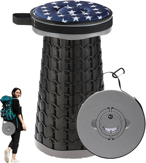 18-inch Heavy Duty Collapsible Stool with Cushion - 800 lbs Capacity, 2.6 lbs Lightweight Portable Folding Stool for Camping, Travel, Music Festivals and Other Outdoor Events