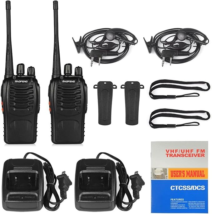 Walkie Talkies for Adults Long Range Baofeng BF-888S Professional Handheld 16 Channel Two Way Radio with Earpieces, Rechargeable Battery, Flashlight, Walky Talky for Family Hiking Skiing(10 Pack)