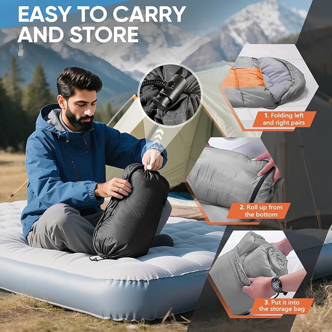 OBTANIM Sleeping Bags Portable Waterproof Camping Sleeping Bag for Adults Kids 4 Seasons Cold Weather or Warm Backpacking Hiking Mountaineering Indoor Outdoor Use