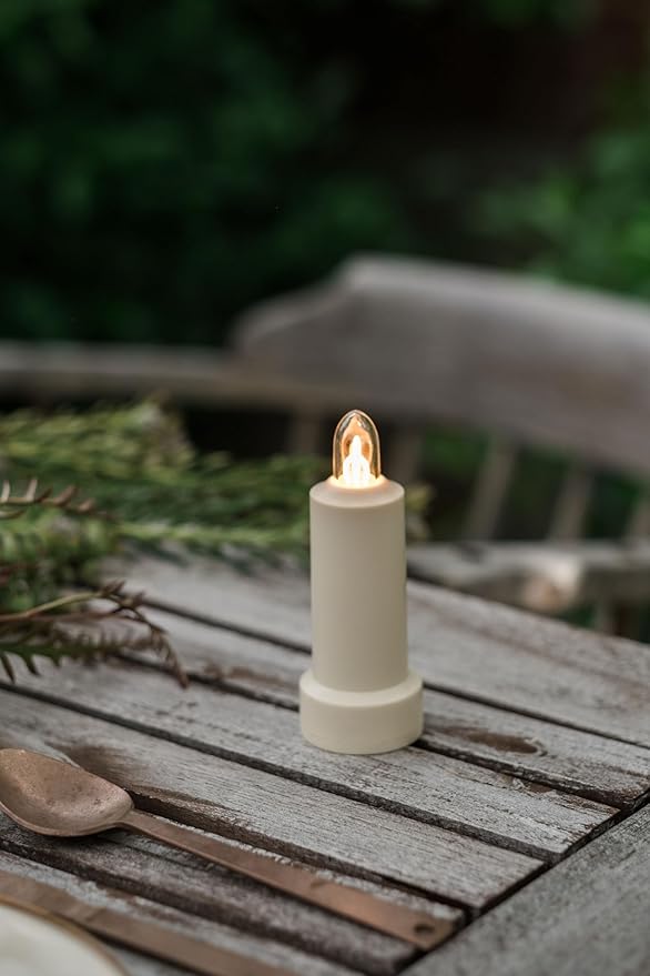 Barebones Flameless Candle – Vintage White, Rechargeable 4.5-Inch LED Candle with Magnetic Base, 50+ Hours of Light, 4 Lighting Modes – Indoor and Outdoor Ambient Lighting for RVs and Home Decor