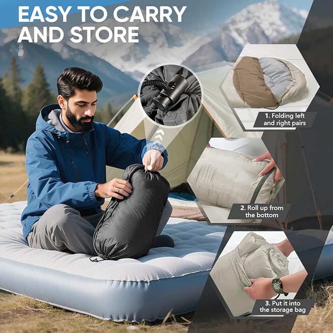 OBTANIM Sleeping Bags Portable Waterproof Camping Sleeping Bag for Adults Kids 4 Seasons Cold Weather or Warm Backpacking Hiking Mountaineering Indoor Outdoor Use