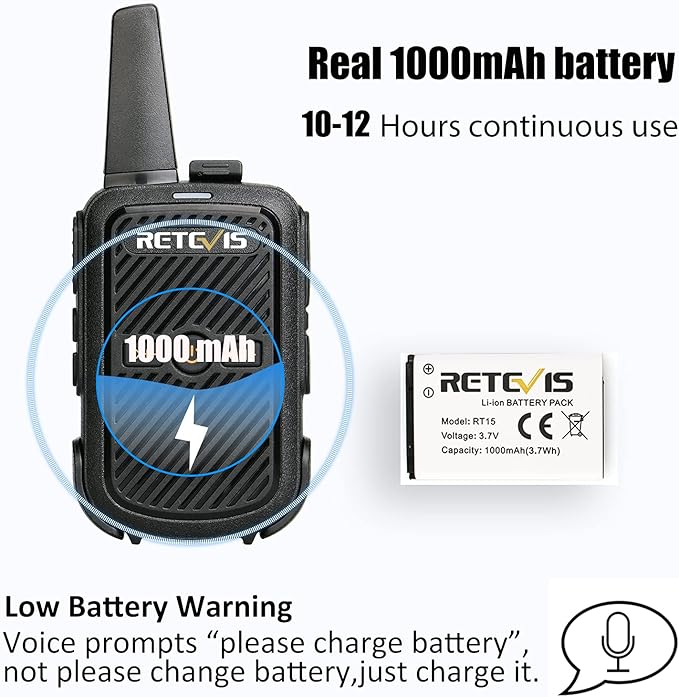 Retevis RT15 Mini Walkie Talkies 3 Pack,Small Portable 2 Way Radios Walkie Talkies,Compact,Walky Talky Rechargeable for Family Warehouse Hiking Camping Gift