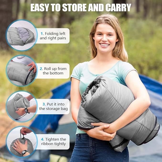 OBTANIM Sleeping Bags Portable Waterproof Camping Sleeping Bag for Adults Kids 4 Seasons Cold Weather or Warm Backpacking Hiking Mountaineering Indoor Outdoor Use