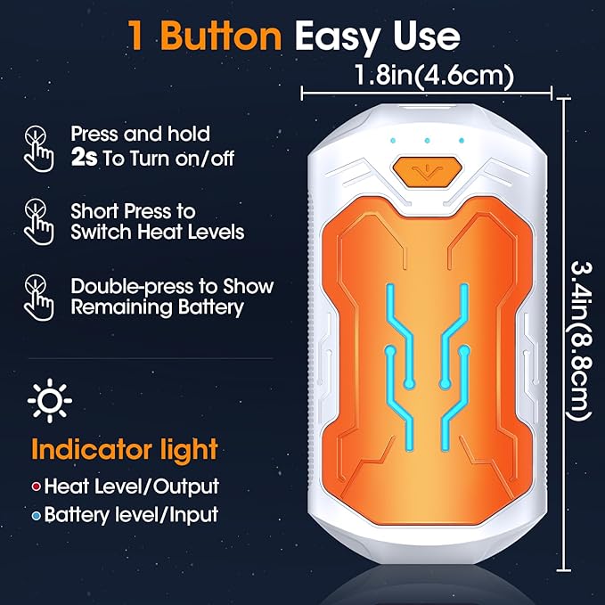 Hand Warmers Rechargeable 2 Pack 20Hrs Long Heating Pocket Size Electric Handwarmers, Portable USB Hand Warmer Heater Therapy Great Gift for Christmas Outdoors, Hunting, Golf, Camping Men Women