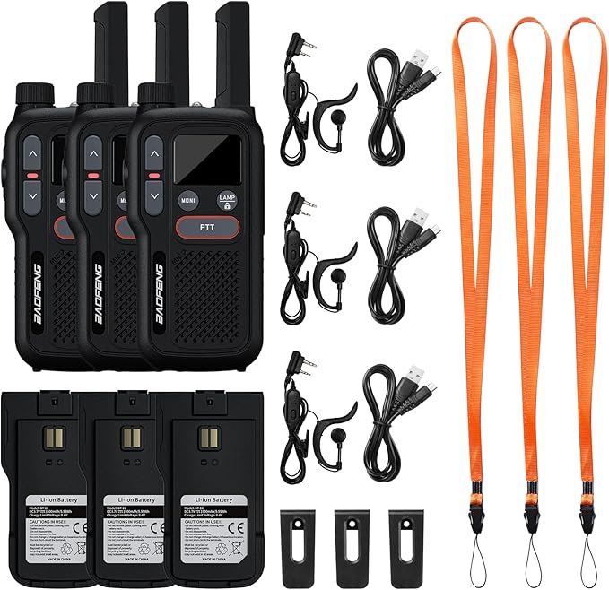 BAOFENG GT-18 Walkie Talkies for Kids Adult, License Free Long Range Rechargeable FRS Two Way Radio,1500mAh Battery, 22 Channels with Scan, Flashlight, for Camping Hiking Family, 3 Pack