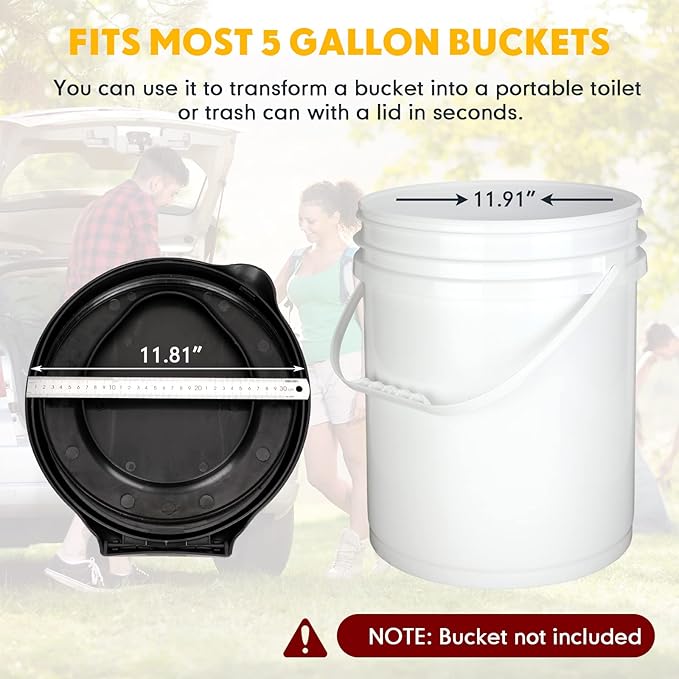 Glenmal 2 Pcs Emergency Portable Toilet Seat for 5 Gallon Bucket Outdoor Toilet Bucket Seat with Lid Toilet Cover for Camping Hiking Adults Kids