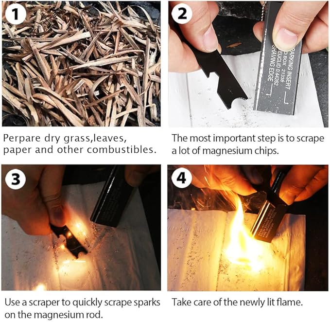 Fire Starter, Magnesium Survival Flint Tool Emergency Survival Kits Waterproof Firestarter for Camping/Hiking/Emergency - 3Pack