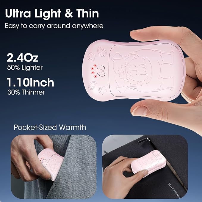 OLV Hand Warmers Rechargeable 2 Pack Strong Magnetic 18Hrs Longer Heating Portable Pocket-Sized Hand Warmer 6000mAh USB Hot Heater Birthday Gifts for Men Women Camping,Golf,Hunting,Travel Essentials