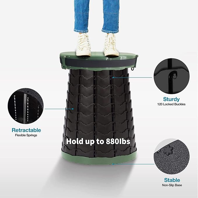 Portable Toilet for Camping Portable Folding Toilet with Carry Bag, Retractable Travel Toilet Foldable Stool Camping Toilet for Adults Kids, Height Adjustable & Sturdy Capacity 880 Lbs