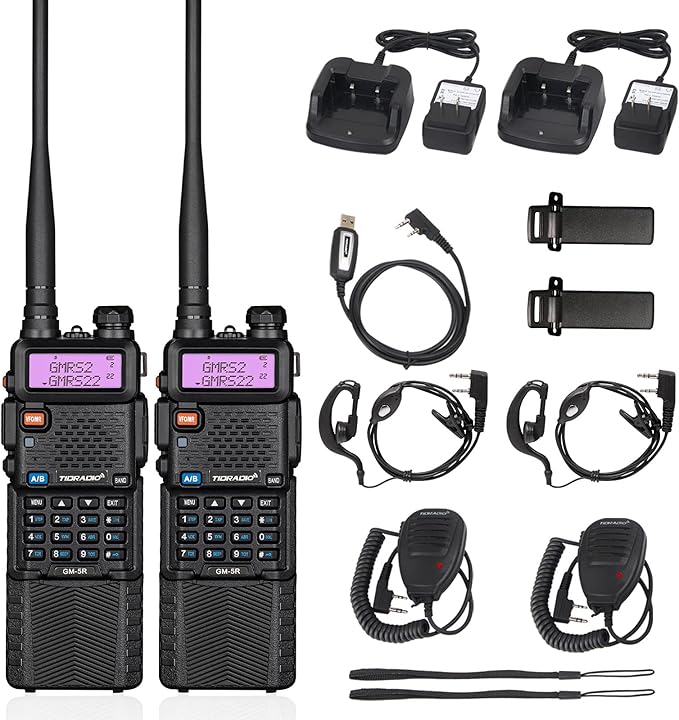 TIDRADIO GM-5R GMRS Radio, Two Way Radio GMRS Repeater Capable, with 3800mAh Battery, Dual Band Scanning Receiver and NOAA Weather & Alarm GMRS Handheld Radio for Survival Gear Hiking Hunting (2 Pack)