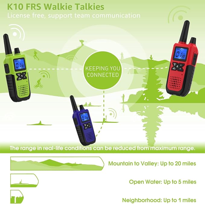 3 Walkie Talkies for Adults Long Range Walkie Talkies Rechargeable - Long Distance Walkie Talkies 3 Pack Family 2 Way Radios Walkie Talkies with Earpiece and Mic Set USB Charger Battery NOAA Alert