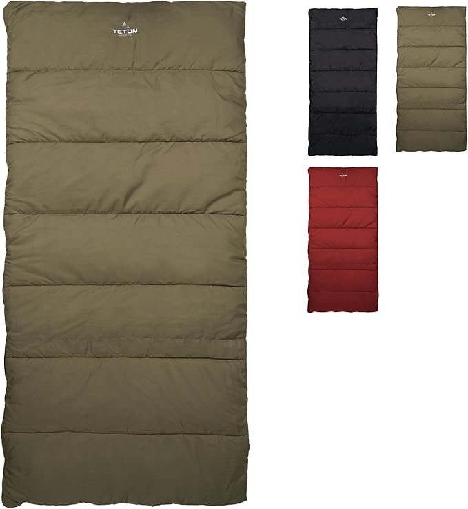 Teton Evergreen Sleeping Bag – Spacious Fit and Cozy Warmth for Adults – Options for Camping in Any Weather