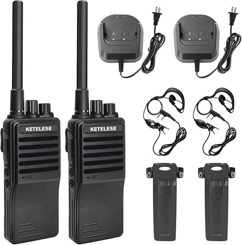 KP01 Walkie Talkies for Adults Long Range Rechargeable, Programmable Business 2 Way Radios with Earpiece, for Business or Family Camping Hiking Skiing Cruises (2 Pack), Black
