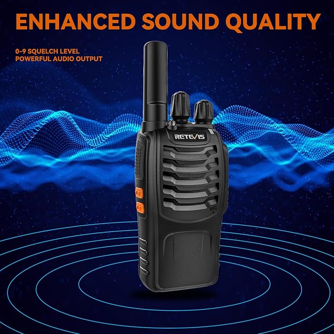 Retevis H-777 Walkie Talkies Rechargeable, 2 Way Radios Long Range, Portable FRS Two-Way Radios, Short Antenna, LED Flashlight, for Adults Family Outdoor (3 Pack)
