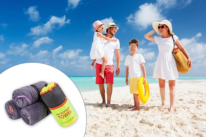 Dofilachy 4 Pack Camping Towel - Quick Dry Towel - Microfiber Travel Sports Towel - Super Absorbent Swim Towel (4, Yellow)