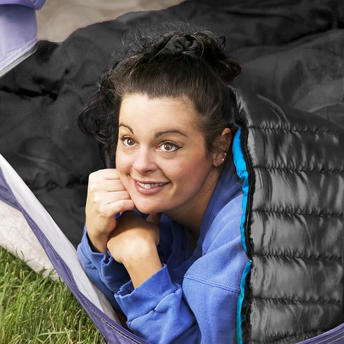 Tuphen Double Sleeping Bag, Sleeping Bag with 2 Pillows, Queen Size XL Bag for 2 People, Cold Warm Weather- 3 Seasons, Waterproof Adults for Camping, Backpacking or Hiking