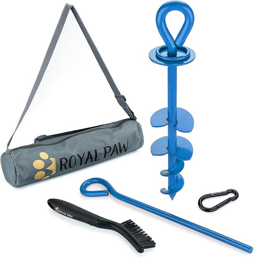 Dog Tie Out Stake - Heavy Duty Dog Stake for Large Dogs up to 210 lbs, Dog Stakes for Outside to use with Any Dog Tie Out Cable or Dog Leads for Yard (BA1-Azure Blue)