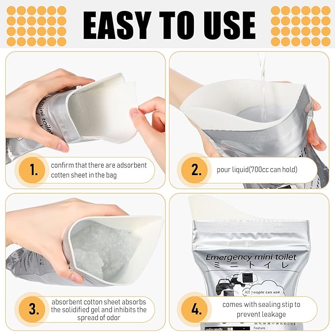 Nuogo 50 Pcs Disposable Urinal Bag Portable Camping Pee Bags Unisex Female Urinal Vomit Bags for Travel, Camping, Hiking for Women Men Kids Patient