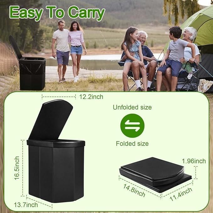 Portable Toilet for Adults, 16.5" XL Portable Toilet for Camping, Camping Toilet with Lid,Camp Toilet with Handbag,Portable Potty For Indoor, Outdoor, And Emergency Use