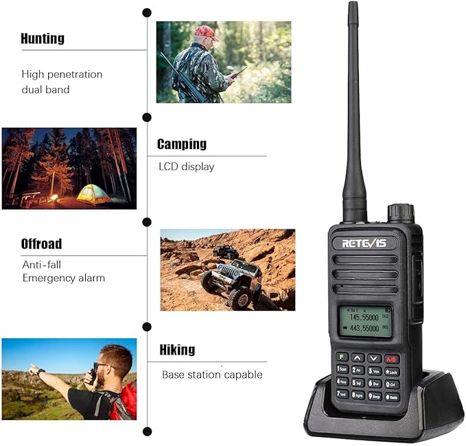 Retevis RT85 Ham Radios Long Range,Rechargeable Walkie Talkies,High Power,Built in VFO,DTMF,VOX,Emergency Alarm,Flashlight,Dual Band Radio for Family Survival Gear Camping Hunting (2 Pack)