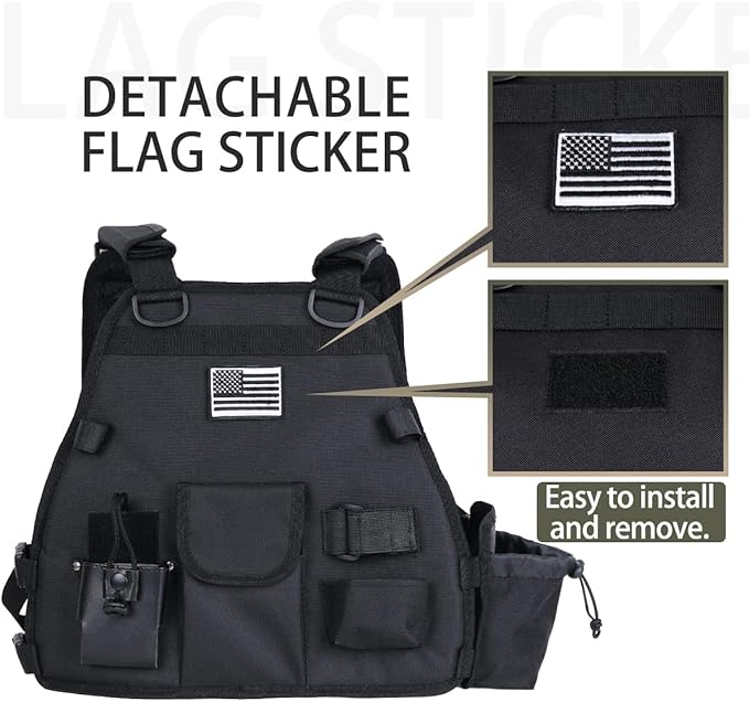 Heavy Duty Radio Harness Holder Tactial Chest Tool Pag Front Pounch Holster Pack MOLLE Vest Breathable 3D Mesh Liner Military Vest for Baofeng UV5R Motorola Kenwood Two Way Radio Walkie Talkie