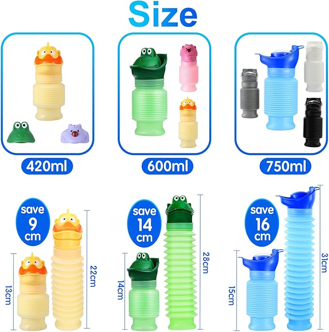 Scalable Emergency Urinal, 600ml Portable Toilet for Car, Portable Mini Outdoor Camping Travel Shrinkable Personal Mobile Toilet Potty Pee Bottle for Kids Adult