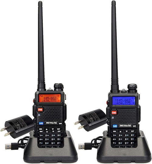 Retevis RT-5R Dual Band Two Way Radios Long Range, High Power 128CH LCD Walkie Talkies for Adults, 2 Way Radio for Hunting, Camping (2 Pack)